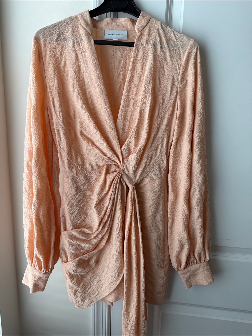 Significant other Textured Peach Twist-Front mini dress